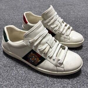 Size 10.5 - Gucci Ace Tiger Mens White Leather Sneakers Shoes